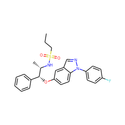 CCCS(=O)(=O)N[C@@H](C)[C@H](Oc1ccc2c(cnn2-c2ccc(F)cc2)c1)c1ccccc1 ZINC000113776162