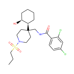 CCCS(=O)(=O)N1CCC(CNC(=O)c2ccc(Cl)cc2Cl)([C@@H]2CCCC[C@@H]2O)CC1 ZINC000040874022