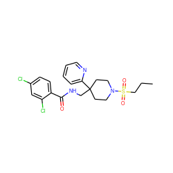 CCCS(=O)(=O)N1CCC(CNC(=O)c2ccc(Cl)cc2Cl)(c2ccccn2)CC1 ZINC000038227089