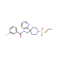 CCCS(=O)(=O)N1CCC(CNC(=O)c2cccc(Cl)c2)(c2ccccn2)CC1 ZINC000040872544