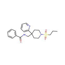 CCCS(=O)(=O)N1CCC(CNC(=O)c2ccccc2)(c2ccccn2)CC1 ZINC000040874195