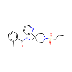 CCCS(=O)(=O)N1CCC(CNC(=O)c2ccccc2C)(c2ccccn2)CC1 ZINC000040866706