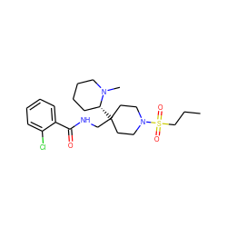 CCCS(=O)(=O)N1CCC(CNC(=O)c2ccccc2Cl)([C@@H]2CCCCN2C)CC1 ZINC000040872575