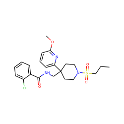 CCCS(=O)(=O)N1CCC(CNC(=O)c2ccccc2Cl)(c2cccc(OC)n2)CC1 ZINC000040395698