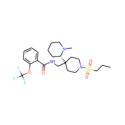 CCCS(=O)(=O)N1CCC(CNC(=O)c2ccccc2OC(F)(F)F)([C@@H]2CCCCN2C)CC1 ZINC000040391619