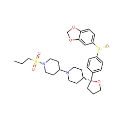 CCCS(=O)(=O)N1CCC(N2CCC([C@@]3(c4ccc([S@@+]([O-])c5ccc6c(c5)OCO6)cc4)CCCO3)CC2)CC1 ZINC000026657494