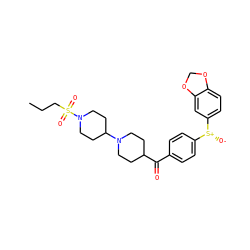 CCCS(=O)(=O)N1CCC(N2CCC(C(=O)c3ccc([S@@+]([O-])c4ccc5c(c4)OCO5)cc3)CC2)CC1 ZINC000026652508