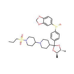 CCCS(=O)(=O)N1CCC(N2CCC(C3(c4ccc([S@@+]([O-])c5ccc6c(c5)OCO6)cc4)O[C@H](C)[C@@H](C)O3)CC2)CC1 ZINC000026654012