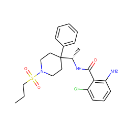 CCCS(=O)(=O)N1CCC(c2ccccc2)([C@H](C)NC(=O)c2c(N)cccc2Cl)CC1 ZINC000040874193