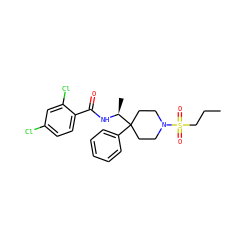 CCCS(=O)(=O)N1CCC(c2ccccc2)([C@H](C)NC(=O)c2ccc(Cl)cc2Cl)CC1 ZINC000103271446