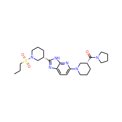 CCCS(=O)(=O)N1CCC[C@H](c2nc3ccc(N4CCC[C@@H](C(=O)N5CCCC5)C4)nc3[nH]2)C1 ZINC001772593711