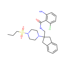 CCCS(=O)(=O)N1CCN(C2(CNC(=O)c3c(N)cccc3Cl)Cc3ccccc3C2)CC1 ZINC000095582091