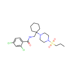 CCCS(=O)(=O)N1CCN(C2(CNC(=O)c3ccc(Cl)cc3Cl)CCCCC2)CC1 ZINC000095580996