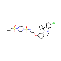 CCCS(=O)(=O)N1CCN(S(=O)(=O)NCCOc2ccc3c(c2)[C@@H](C2(c4ccc(Cl)cc4)CCC2)NCC3)CC1 ZINC000117354645