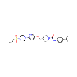 CCCS(=O)(=O)N1CCN(c2ccc(OCC3CCN(C(=O)Nc4ccc(C(C)C)cc4)CC3)cn2)CC1 ZINC000049780655