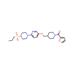 CCCS(=O)(=O)N1CCN(c2ccc(OCC3CCN(C(=O)c4ccco4)CC3)cn2)CC1 ZINC000049113616