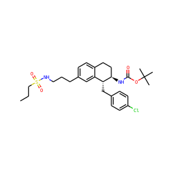 CCCS(=O)(=O)NCCCc1ccc2c(c1)[C@@H](Cc1ccc(Cl)cc1)[C@H](NC(=O)OC(C)(C)C)CC2 ZINC000142973334