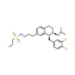 CCCS(=O)(=O)NCCCc1ccc2c(c1)[C@H](Cc1ccc(Cl)c(Cl)c1)[C@H](NC(C)C)CC2 ZINC000088261103