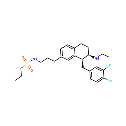 CCCS(=O)(=O)NCCCc1ccc2c(c1)[C@H](Cc1ccc(F)c(F)c1)[C@H](NCC)CC2 ZINC000142207426