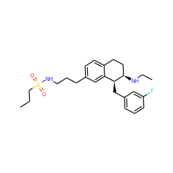 CCCS(=O)(=O)NCCCc1ccc2c(c1)[C@H](Cc1cccc(F)c1)[C@H](NCC)CC2 ZINC000142304450