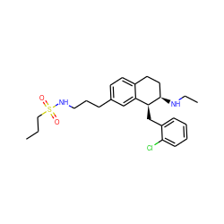 CCCS(=O)(=O)NCCCc1ccc2c(c1)[C@H](Cc1ccccc1Cl)[C@H](NCC)CC2 ZINC000142906440