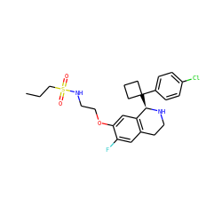 CCCS(=O)(=O)NCCOc1cc2c(cc1F)CCN[C@@H]2C1(c2ccc(Cl)cc2)CCC1 ZINC000114980145