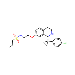 CCCS(=O)(=O)NCCOc1ccc2c(c1)[C@@H](C1(c3ccc(Cl)cc3)CC1)NCC2 ZINC000114978613