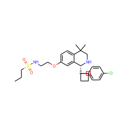 CCCS(=O)(=O)NCCOc1ccc2c(c1)[C@@H](C1(c3ccc(Cl)cc3)CCC1)NCC2(C)C ZINC000114978489