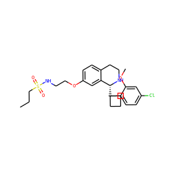 CCCS(=O)(=O)NCCOc1ccc2c(c1)[C@@H](C1(c3ccc(Cl)cc3OC)CCC1)NCC2 ZINC000114980485