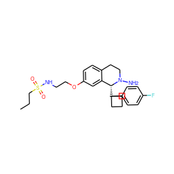 CCCS(=O)(=O)NCCOc1ccc2c(c1)[C@@H](C1(c3ccc(F)cc3)CCC1)N(N)CC2 ZINC000114980318