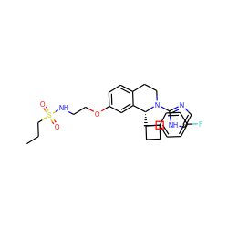 CCCS(=O)(=O)NCCOc1ccc2c(c1)[C@@H](C1(c3ccc(F)cc3)CCC1)N(c1ncc[nH]1)CC2 ZINC000114977054