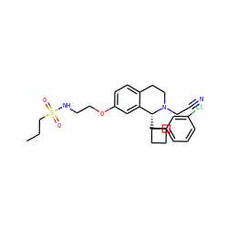 CCCS(=O)(=O)NCCOc1ccc2c(c1)[C@@H](C1(c3cccc(Cl)c3)CCC1)N(CC#N)CC2 ZINC000117336991