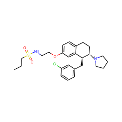 CCCS(=O)(=O)NCCOc1ccc2c(c1)[C@H](Cc1cccc(Cl)c1)[C@@H](N1CCCC1)CC2 ZINC000140497865