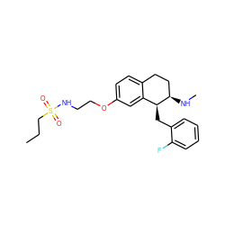 CCCS(=O)(=O)NCCOc1ccc2c(c1)[C@H](Cc1ccccc1F)[C@H](NC)CC2 ZINC000142262202