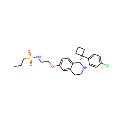 CCCS(=O)(=O)NCCOc1ccc2c(c1)CCN[C@H]2C1(c2ccc(Cl)cc2)CCC1 ZINC000114983078