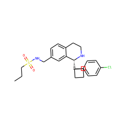 CCCS(=O)(=O)NCc1ccc2c(c1)[C@@H](C1(c3ccc(Cl)cc3)CCC1)NCC2 ZINC000117334114