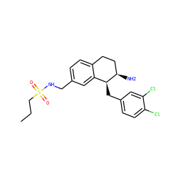 CCCS(=O)(=O)NCc1ccc2c(c1)[C@H](Cc1ccc(Cl)c(Cl)c1)[C@H](N)CC2 ZINC000142864921