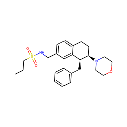 CCCS(=O)(=O)NCc1ccc2c(c1)[C@H](Cc1ccccc1)[C@H](N1CCOCC1)CC2 ZINC000088261047