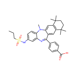 CCCS(=O)(=O)Nc1ccc2c(c1)N=C(c1ccc(C(=O)O)cc1)c1cc3c(cc1N2C)C(C)(C)CCC3(C)C ZINC000028824136