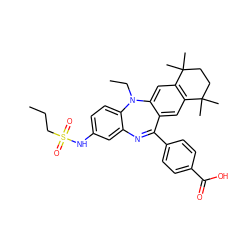 CCCS(=O)(=O)Nc1ccc2c(c1)N=C(c1ccc(C(=O)O)cc1)c1cc3c(cc1N2CC)C(C)(C)CCC3(C)C ZINC000028824143