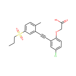 CCCS(=O)(=O)c1ccc(C)c(C#Cc2cc(Cl)ccc2OCC(=O)O)c1 ZINC000073163679