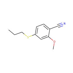 CCCSc1ccc(C#N)c(OC)c1 ZINC000040827701