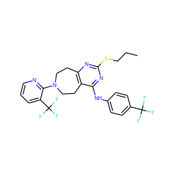 CCCSc1nc2c(c(Nc3ccc(C(F)(F)F)cc3)n1)CCN(c1ncccc1C(F)(F)F)CC2 ZINC000146677117