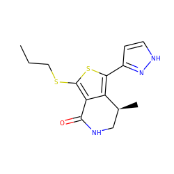 CCCSc1sc(-c2cc[nH]n2)c2c1C(=O)NC[C@@H]2C ZINC000146203092