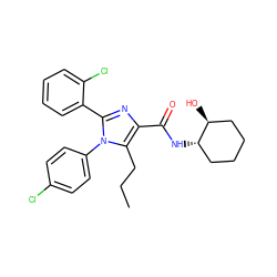 CCCc1c(C(=O)N[C@H]2CCCC[C@@H]2O)nc(-c2ccccc2Cl)n1-c1ccc(Cl)cc1 ZINC000028702530