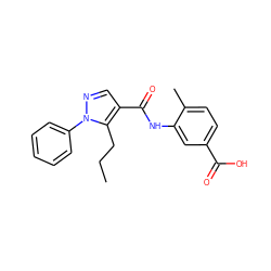 CCCc1c(C(=O)Nc2cc(C(=O)O)ccc2C)cnn1-c1ccccc1 ZINC000190870910