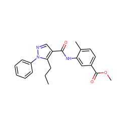 CCCc1c(C(=O)Nc2cc(C(=O)OC)ccc2C)cnn1-c1ccccc1 ZINC000299854672