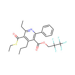 CCCc1c(C(=O)SCC)c(CC)nc(-c2ccccc2)c1C(=O)OCC(F)(F)C(F)(F)F ZINC000013794220