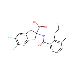 CCCc1c(C)cccc1C(=O)NC1(C(=O)O)Cc2cc(F)c(F)cc2C1 ZINC000168215130