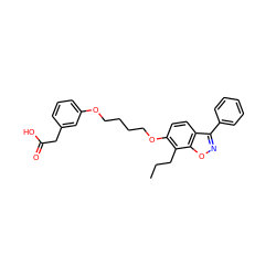 CCCc1c(OCCCCOc2cccc(CC(=O)O)c2)ccc2c(-c3ccccc3)noc12 ZINC000001554219